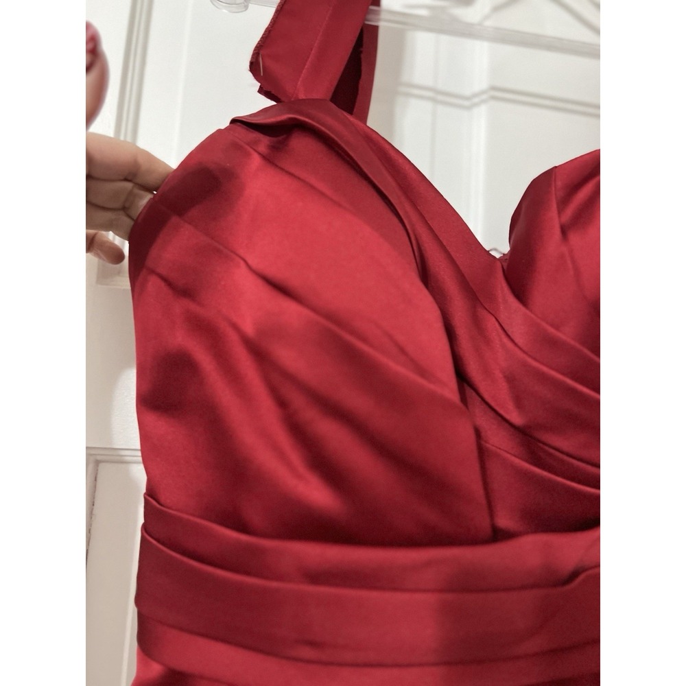 Damas Womens Bride Size L Red Floor Length Formal Gown Prom Elegant Tie Back - Picture 4 of 16